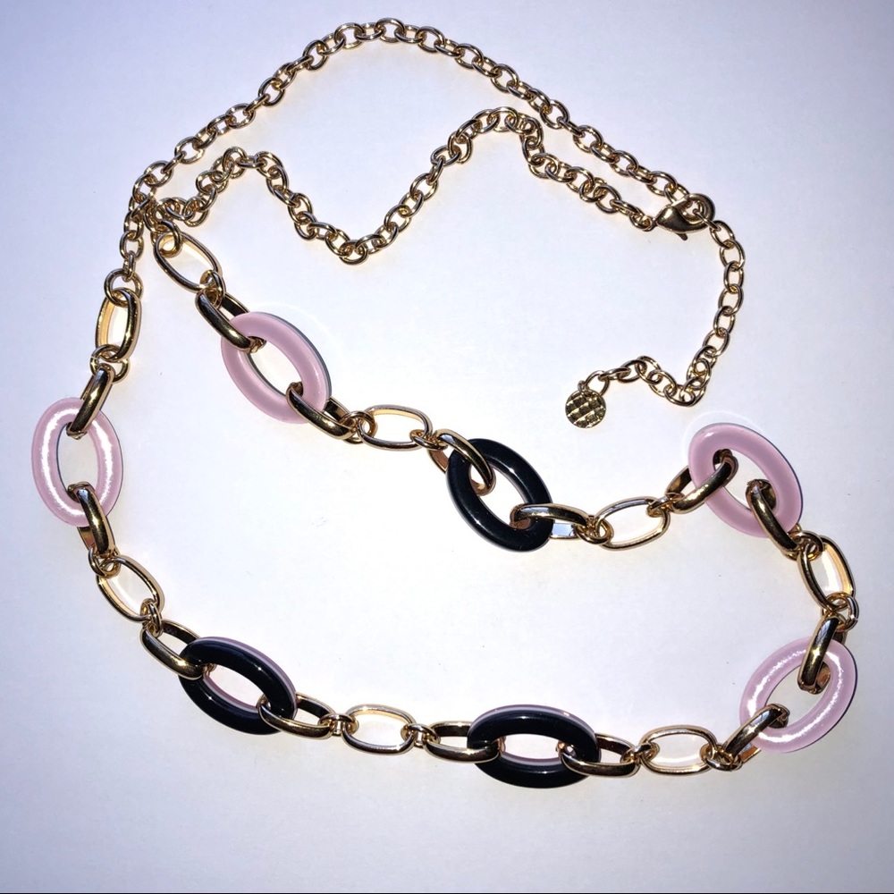 Oval Link Necklace Tabots Pink and Black